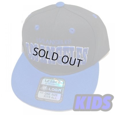 画像1: KIDS Los Angeles snapback cap ブラック/ロイヤルブルー