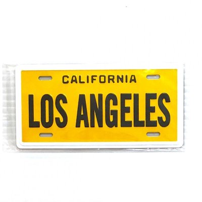 画像1: ロサンゼルス ミニライセンスプレート型 マグネット イエロー