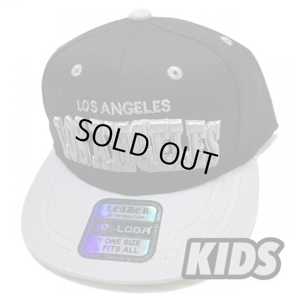 画像1: KIDS Los Angeles snapback cap ブラック/グレー (1)