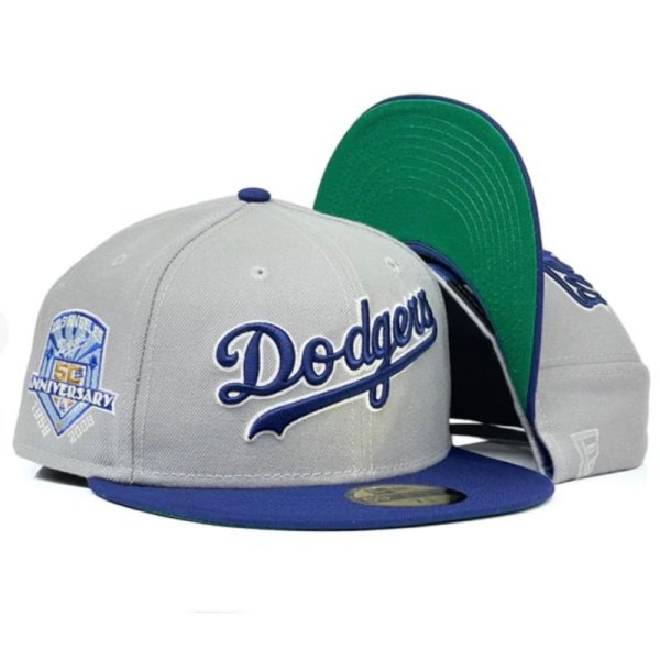 画像1: NEW ERA LA Dodgers side patch cap グレー/ブルー (1)