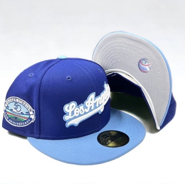 画像1: NEW ERA LA Dodgers side patch cap ネイビー/ブルー (1)