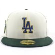 画像2: NEW ERA LA Dodgers side patch cap オフホワイト/グリーン (2)