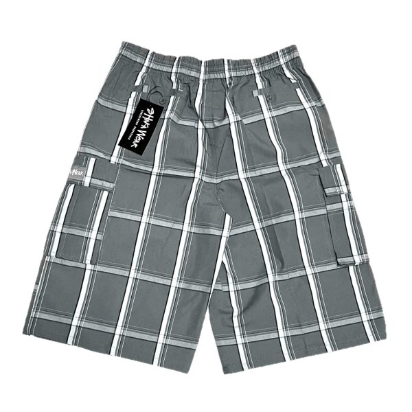 画像2: SHAKA WEAR PLAID SHORT PANTS グレー (2)