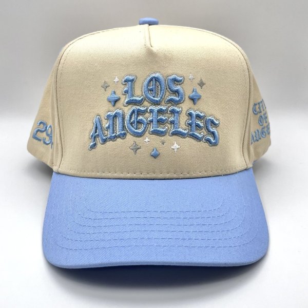 画像1: P294 LOS ANGELES Snapback Cap ベイビーブルー/ベージュ (1)